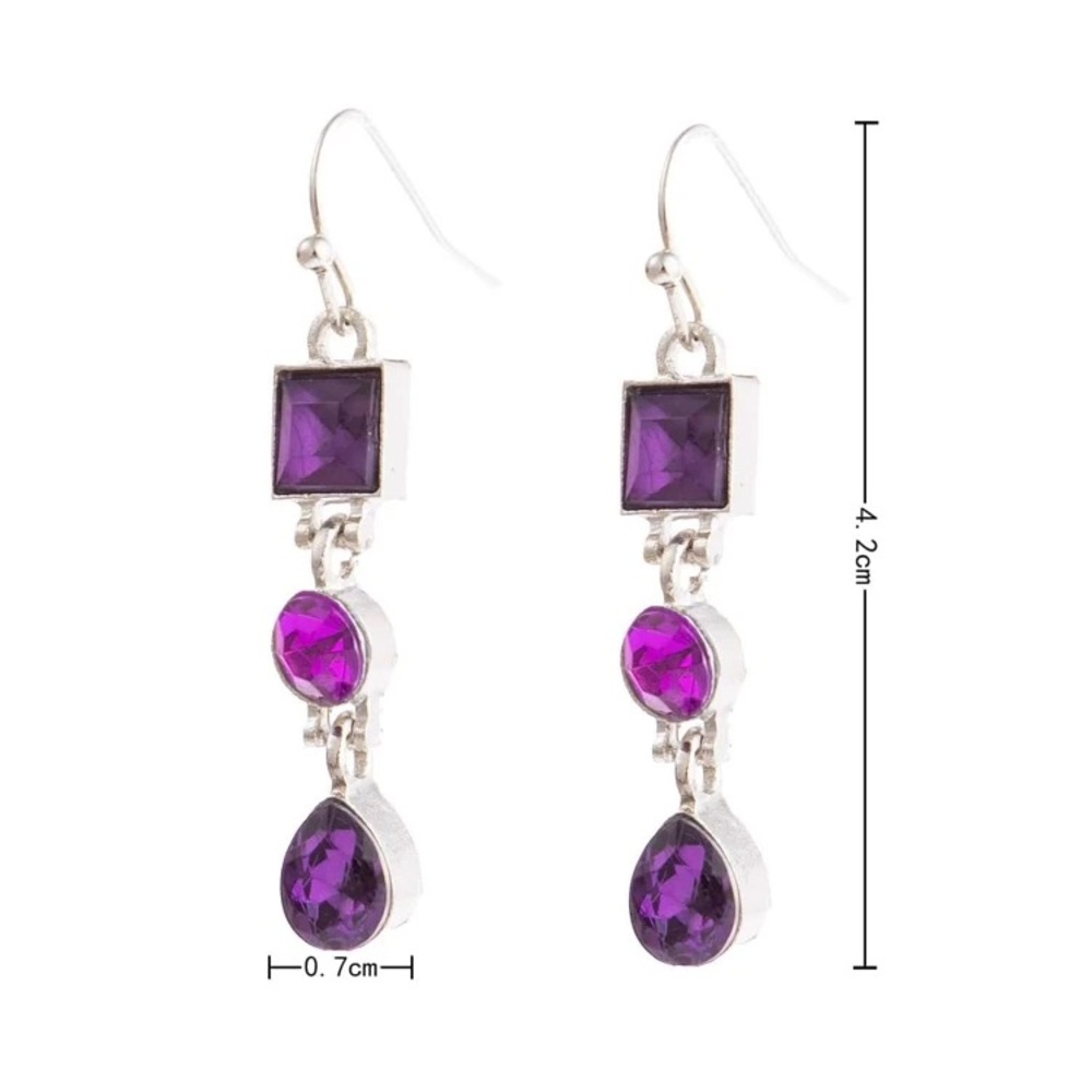 Gem Drop Earrings Purple - Picture 4 of 4